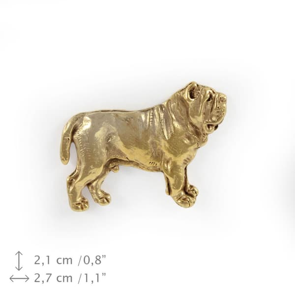 Napolitan Mastiffi, Napolin mastiffi, Mastino napoletano I - rintakoru koiralla koristelaatikossa, tyylikäs kullattu pinssi, Art-Dogin takkineula