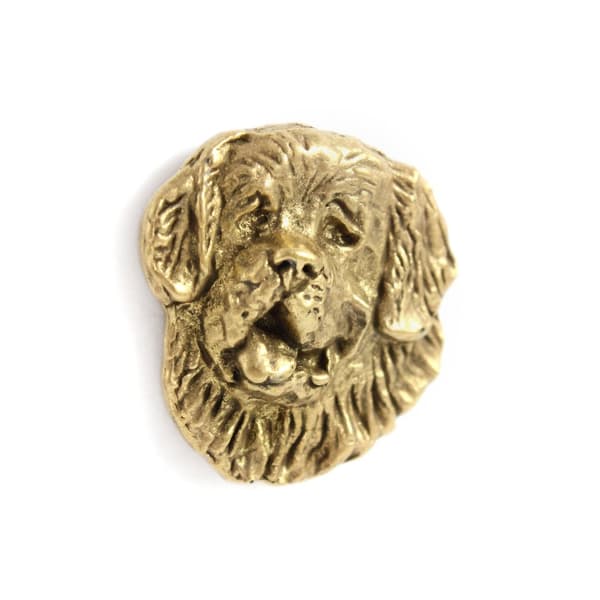 St. Bernard, St. Bernard, St. Bernarda - rintakoru koiralla koristelaatikossa, tyylikäs kullattu pinssi, Art-Dogin takkineula