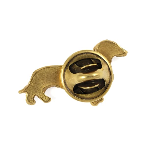 Gravhund - en hundebroche i en dekorativ æske, en elegant guldbelagt nål, en jakkenål fra Art-Dog