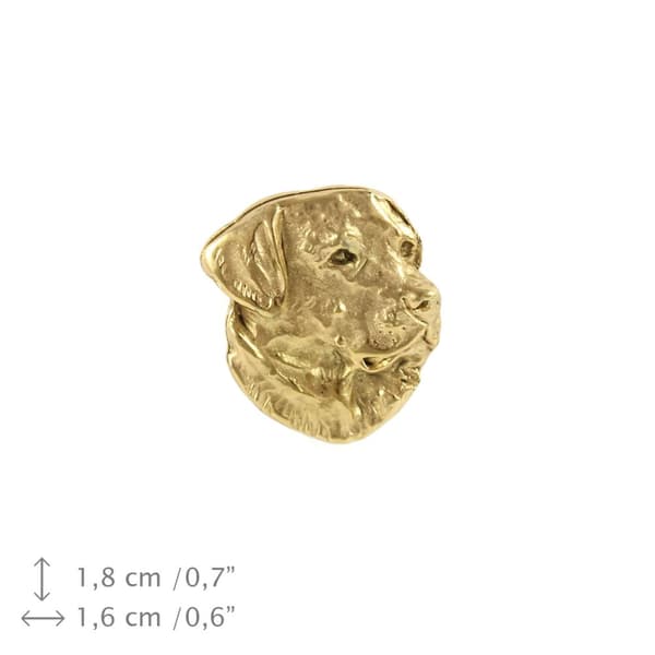 Labradorinnoutaja - rintakoru koiralla koristelaatikossa, tyylikäs kullattu pinssi, Art-Dogin takkineula