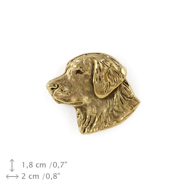 Golden Retriever I - rintakoru koiralla koristelaatikossa, tyylikäs kullattu pinssi, Art-Dogin takkineula