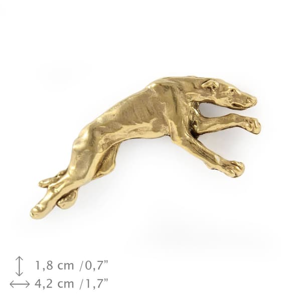 Greyhound, engelsk Greyhound - broche med en hund i en dekorativ æske, elegant forgyldt nål, jakkenål fra Art-Dog