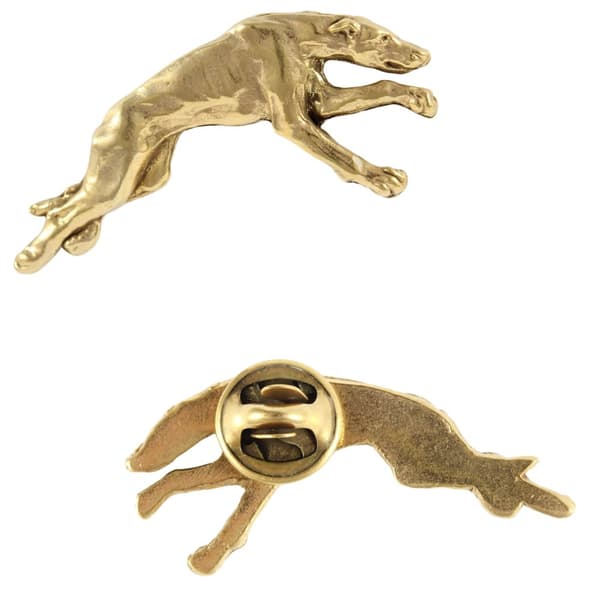 Greyhound, engelsk Greyhound - broche med en hund i en dekorativ æske, elegant forgyldt nål, jakkenål fra Art-Dog