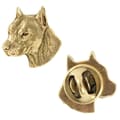 Miniatyrbillede 1 af 7: Amerikansk Staffordshire terrier, Amstaff, Amstaf I - broche med en hund i en dekorativ æske, elegant guldbelagt nål, jakkenål fra Art-Dog