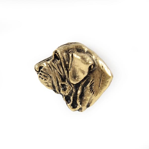 Fila Brasileiro, brasiliansk mastiff - hundebroche i en dekorativ æske, elegant guldbelagt nål, Art-Dog jakkestift
