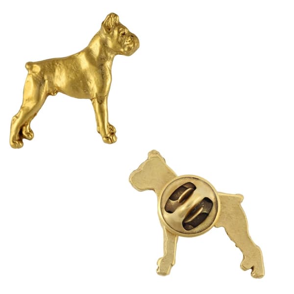 Boxer, Boxer II - broche med en hund i en dekorativ æske, elegant forgyldt nål, jakkenål fra Art-Dog