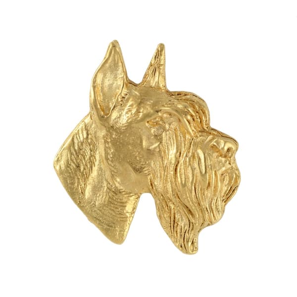 Schnauzer, Schnauzer II - hundbrosch i en dekorativ ask, elegant guldpläterad nål, Art-Dog jacka pin