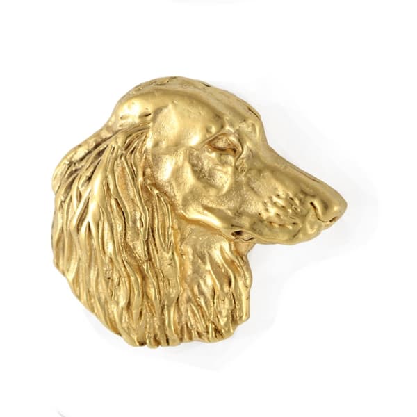 Gravhund V - broche med en hund i en dekorativ æske, elegant forgyldt nål, jakkenål fra Art-Dog