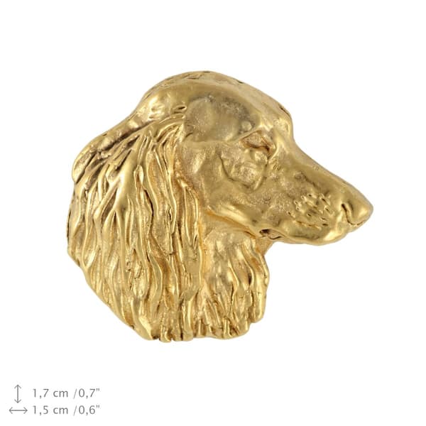 Gravhund V - broche med en hund i en dekorativ æske, elegant forgyldt nål, jakkenål fra Art-Dog