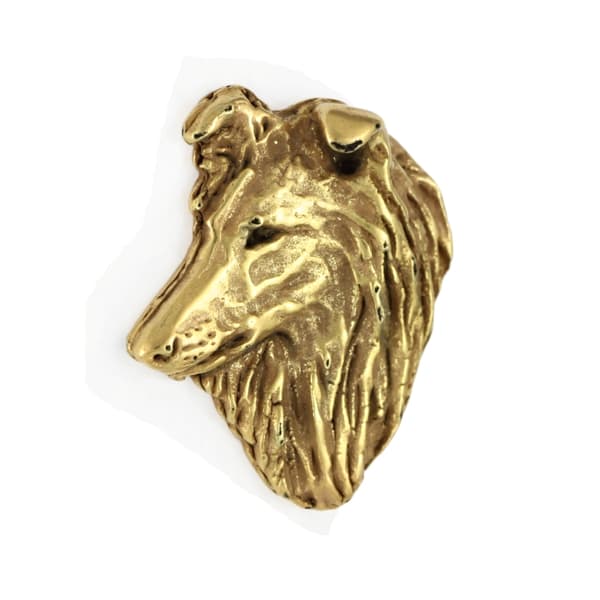 Sheltie - en brosch med en hund i en dekorativ ask, en elegant guldpläterad nål, en jacknål från Art-Dog