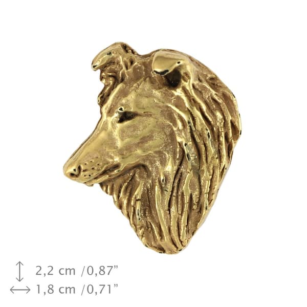 Sheltie - en brosch med en hund i en dekorativ ask, en elegant guldpläterad nål, en jacknål från Art-Dog