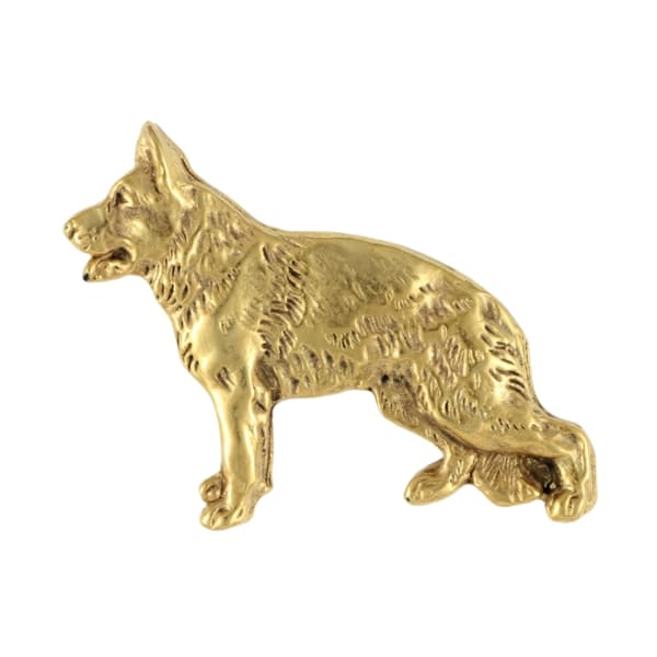 Schæferhund, Alsace II - hundebroche i en dekorativ æske, elegant forgyldt nål, Art-Dog jakkenål