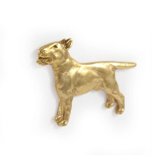 Bullterrieri, Bullterrieri I - kullattu neularintaneula, elegantti koristelu koiralla, Art-Dogin ainutlaatuinen pinssi