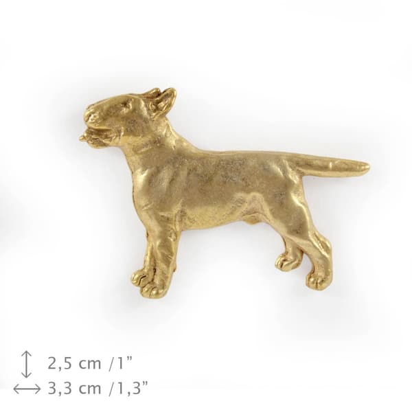 Bullterrieri, Bullterrieri I - kullattu neularintaneula, elegantti koristelu koiralla, Art-Dogin ainutlaatuinen pinssi