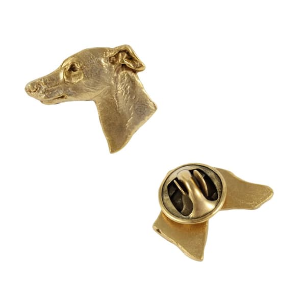Whippet, engelsk Greyhound - forgyldt nålebroche, elegant dekoration med en hund, unik Art-Dog-nål