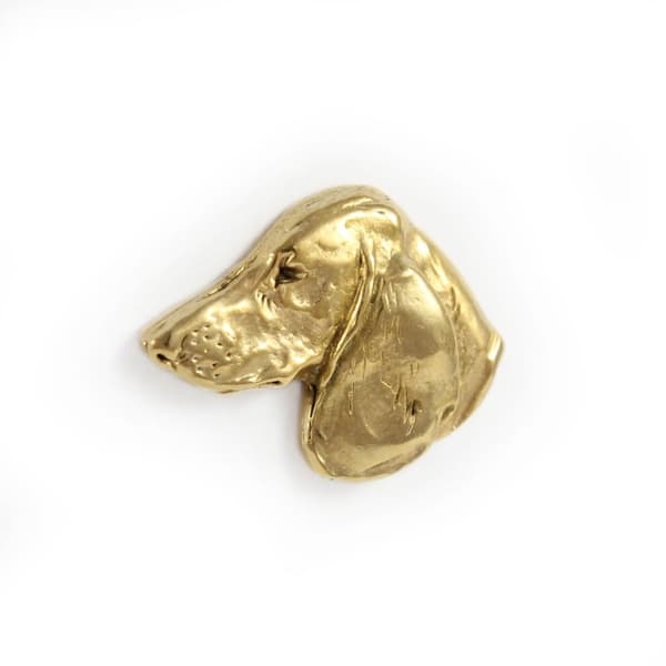 Gravhund I - forgyldt nålebroche, elegant dekoration med en hund, unik Art-Dog-nål
