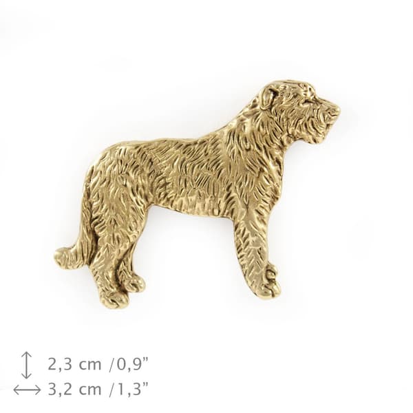 Irländsk varghund, irländsk varghund I - guldpläterad nålbrosch, elegant dekoration med en hund, unik nål av Art-Dog
