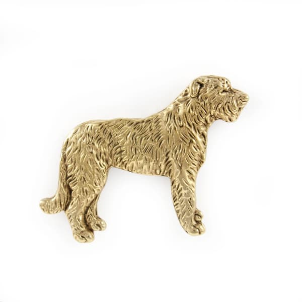 Irländsk varghund, irländsk varghund I - guldpläterad nålbrosch, elegant dekoration med en hund, unik nål av Art-Dog