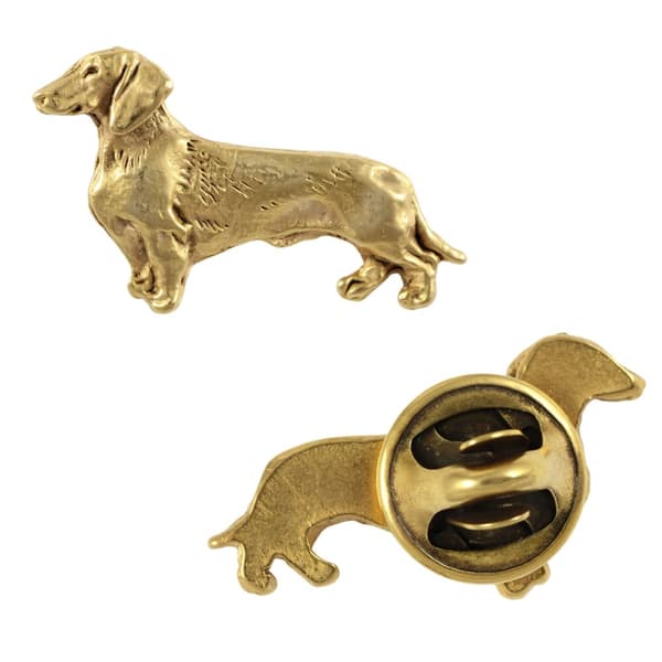 Gravhund - forgyldt nålebroche, elegant dekoration med en hund, unik Art-Dog-nål