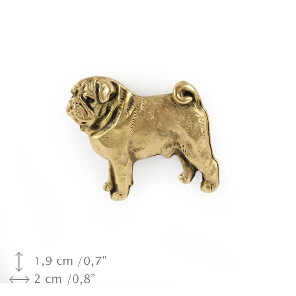 Mopsi, Mopsi, Carlin - kullattu neularintaneula, elegantti koristelu koiralla, Art-Dogin ainutlaatuinen pinssi