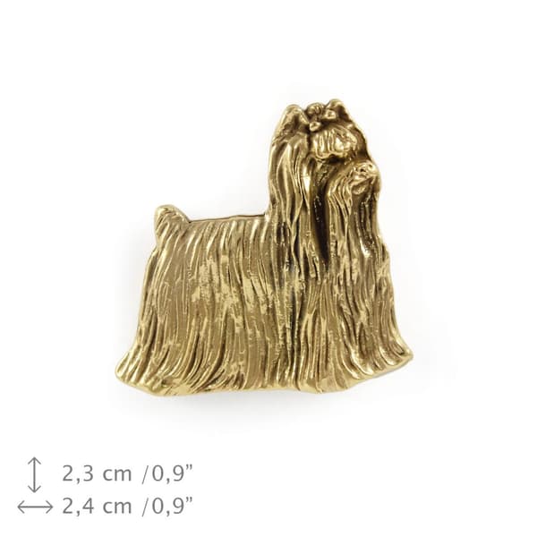 Yorkshirenterrieri, York, York, Yorkie - kullattu pinnerintaneula, elegantti koristelu koiralla, ainutlaatuinen Art-Dogin pinssi