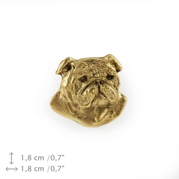 Englantibulldoggi, Bulldog II - kullattu pinnerintaneula, elegantti koristelu koiralla, Art-Dogin ainutlaatuinen pinssi