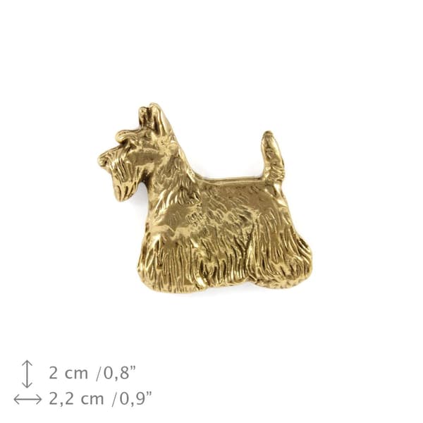 Skotlanninterrieri, Aberdeenterrieri - kullattu pinnerintaneula, tyylikäs koriste koiralla, ainutlaatuinen Art-Dogin pinssi