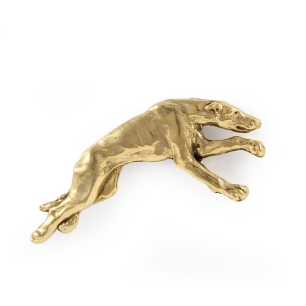 Vinttikoira, Englanninvinttikoira - kullattu pinssi rintakoru, tyylikäs koriste koiran kanssa, ainutlaatuinen pinssi by Art-Dog