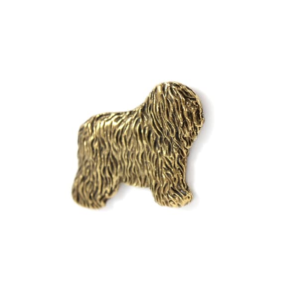 Polish Lowland Sheepdog, PON I - guldpläterad nålbrosch, elegant dekoration med en hund, unik nål av Art-Dog