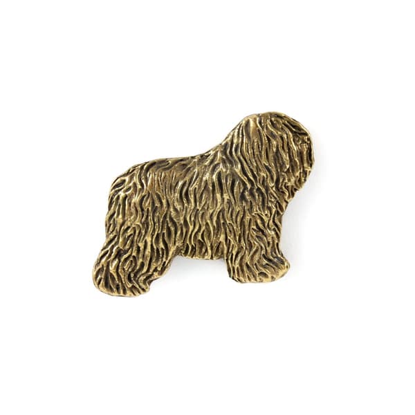 Polish Lowland Sheepdog, PON I - guldpläterad nålbrosch, elegant dekoration med en hund, unik nål av Art-Dog