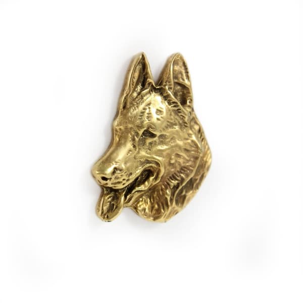 Schäfer, Alsace - guldpläterad nålbrosch, elegant dekoration med en hund, unik nål av Art-Dog