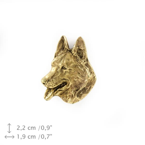 Schäfer, Alsace - guldpläterad nålbrosch, elegant dekoration med en hund, unik nål av Art-Dog