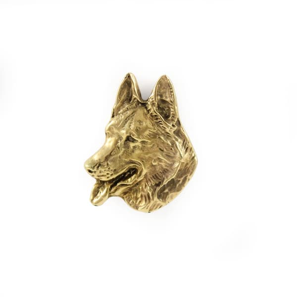 Schäfer, Alsace - guldpläterad nålbrosch, elegant dekoration med en hund, unik nål av Art-Dog