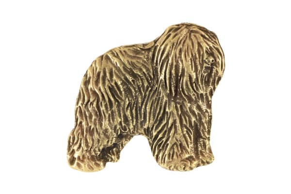 Polsk Lowland Sheepdog, PON II - forgyldt nålebroche, elegant dekoration med en hund, unik nål fra Art-Dog