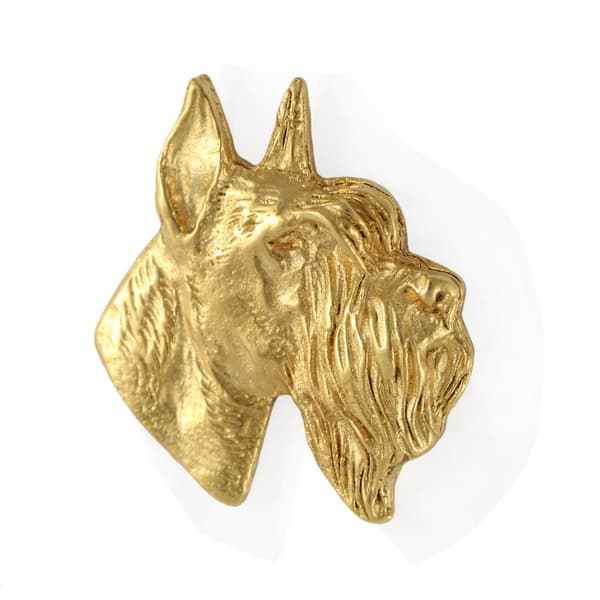 Schnauzer, Schnauzer II - forgyldt nålebroche, elegant dekoration med en hund, unik nål fra Art-Dog