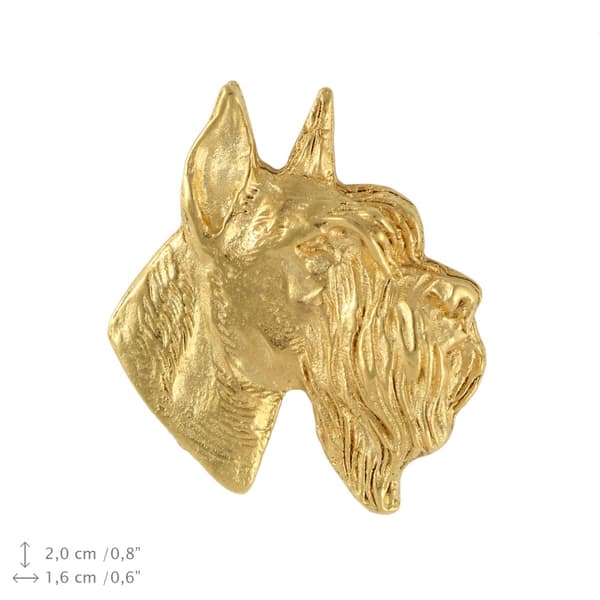 Schnauzer, Schnauzer II - forgyldt nålebroche, elegant dekoration med en hund, unik nål fra Art-Dog