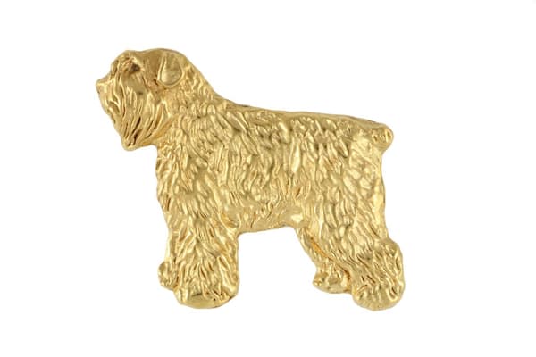 Bouvier des Flandres - kullattu pinnerintaneula, elegantti koristelu koiralla, ainutlaatuinen Art-Dogin pinssi