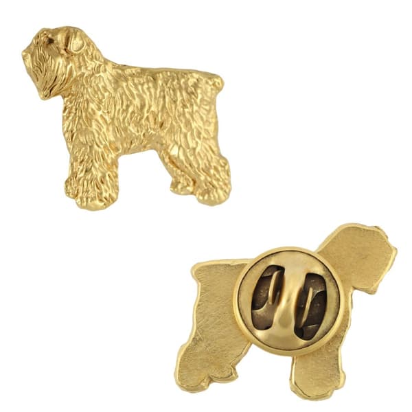 Bouvier des Flandres - kullattu pinnerintaneula, elegantti koristelu koiralla, ainutlaatuinen Art-Dogin pinssi