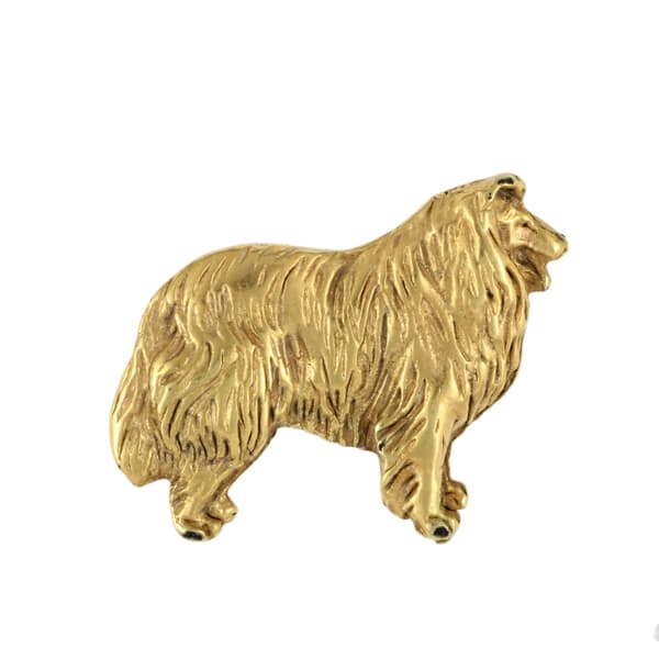 Langhåret skotsk hyrdehund, Collie ru - forgyldt nålebroche, elegant dekoration med en hund, unik nål fra Art-Dog