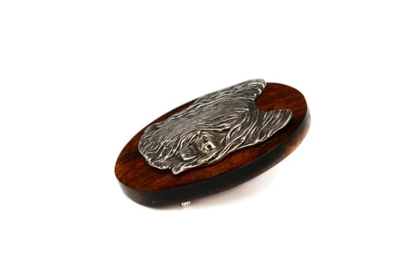 French Shepherd Briard, Berger de Brie - hundeudstillingsbroche, løbsnummerklip, Art-Dog hundenål
