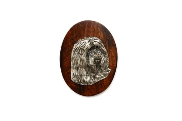 Bearded Collie, Highland Collie - hundeudstillingsbroche, løbsnummerklip, Art-Dog hundenål