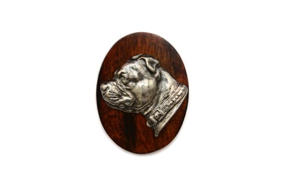 Staffordshire Bull Terrier, Staffik, Staffi I - hundeudstillingsbroche, startnummer klip, Art-Dog hundenål