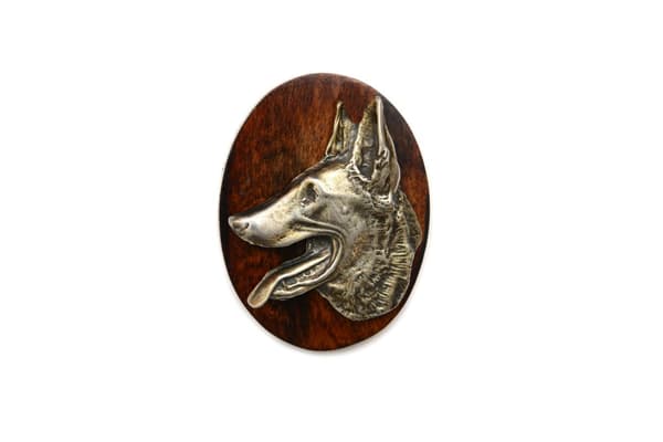 Malinois Belgian Shepherd - koiranäyttelyn rintakoru, kilpailunumeroklipsi, Art-Dog -koiran pinssi