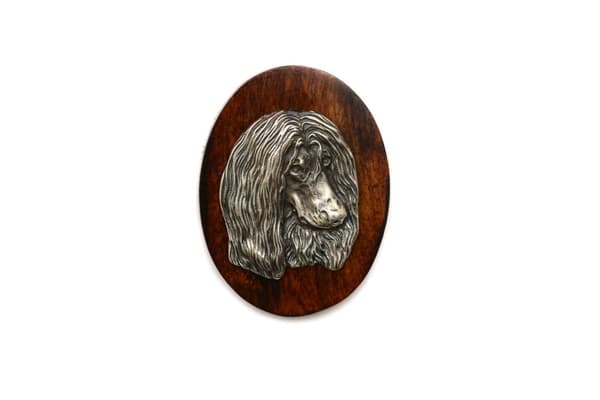 Afghan Hound II - koiranäyttelyn rintakoru, kilpailunumeroklipsi, Art-Dog koiran pinni