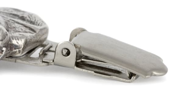 Bullmastiff, Bulmastiff - broche med clips, startnummerholder, forsølvet nål til hundeudstillinger af Art-Dog