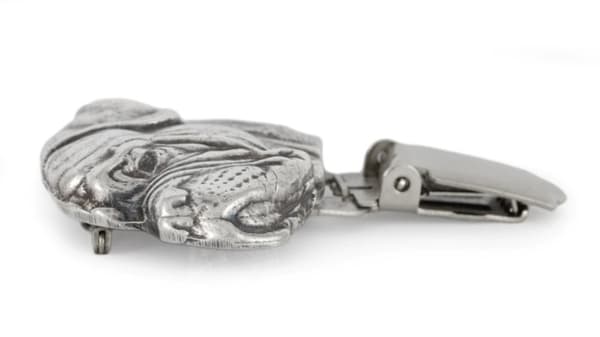 Bullmastiff, Bulmastiff - broche med clips, startnummerholder, forsølvet nål til hundeudstillinger af Art-Dog