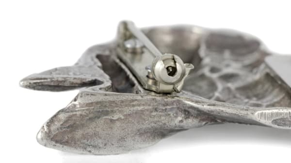 Bull terrier, Bull Terrier - broche med clips, startnummerholder, forsølvet nål til hundeudstillinger af Art-Dog