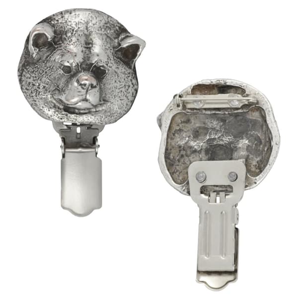 Akita, Akita Inu - broche med clips, startnummerholder, forsølvet nål til hundeudstillinger af Art-Dog