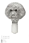 Pikkukuva 3 / 9: Bichon Frise, Tenerife Dog - rintakoru klipsillä, aloitusnumeron pidike, hopeoitu koiranäyttelypinta Art-Dog