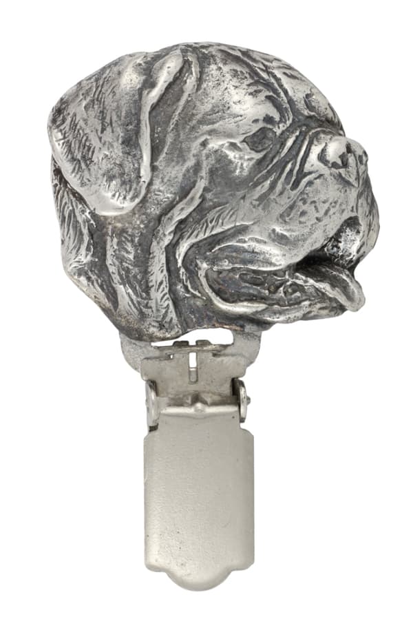 Bordeaux Dog, Dogue de Bordeaux, French Mastiff - broche med clips, startnummerholder, forsølvet hundeudstillingsnål af Art-Dog